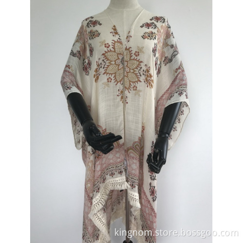 viscose paisley printed woven poncho